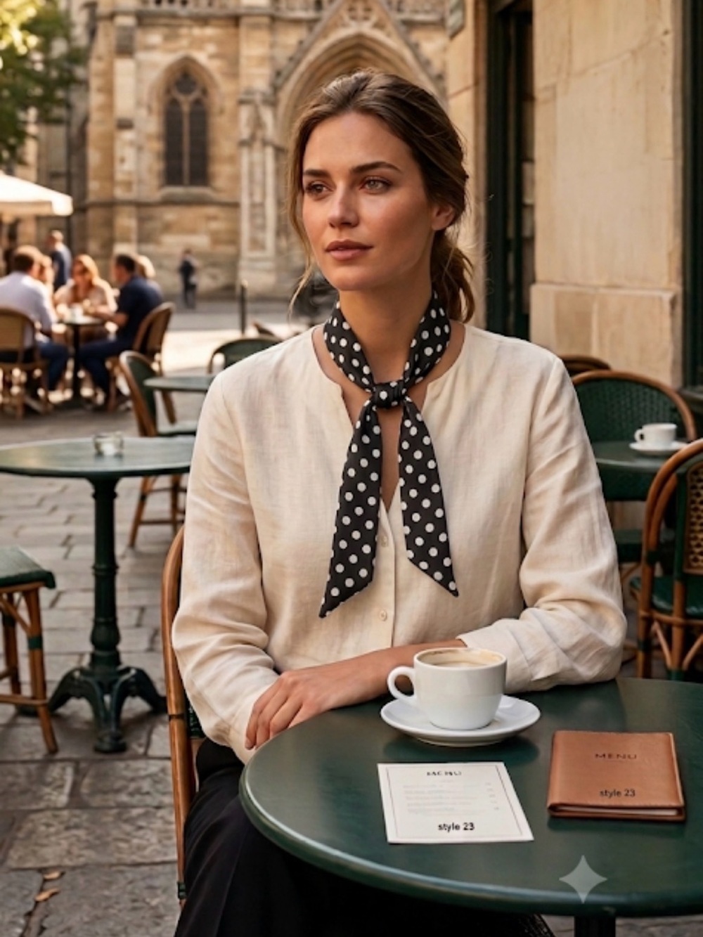 Polka Dot Silk Neck Scarf - Black & White